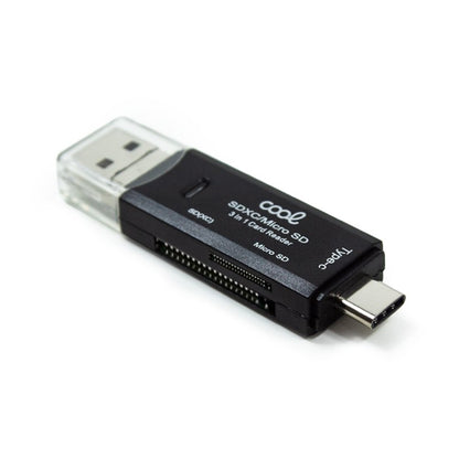 Lector Tarjetas Memoria Universal COOL 3 en 1 (Tipo-C / Micro-USB / USB)