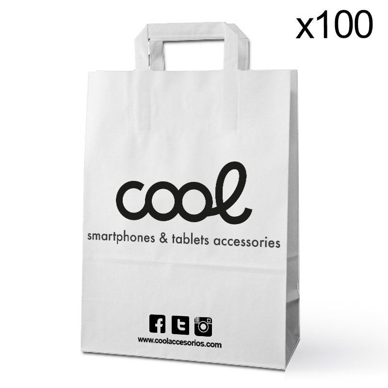 Pack 100 Bolsas PAPEL Blancas COOL (23,5 x 18 cm)