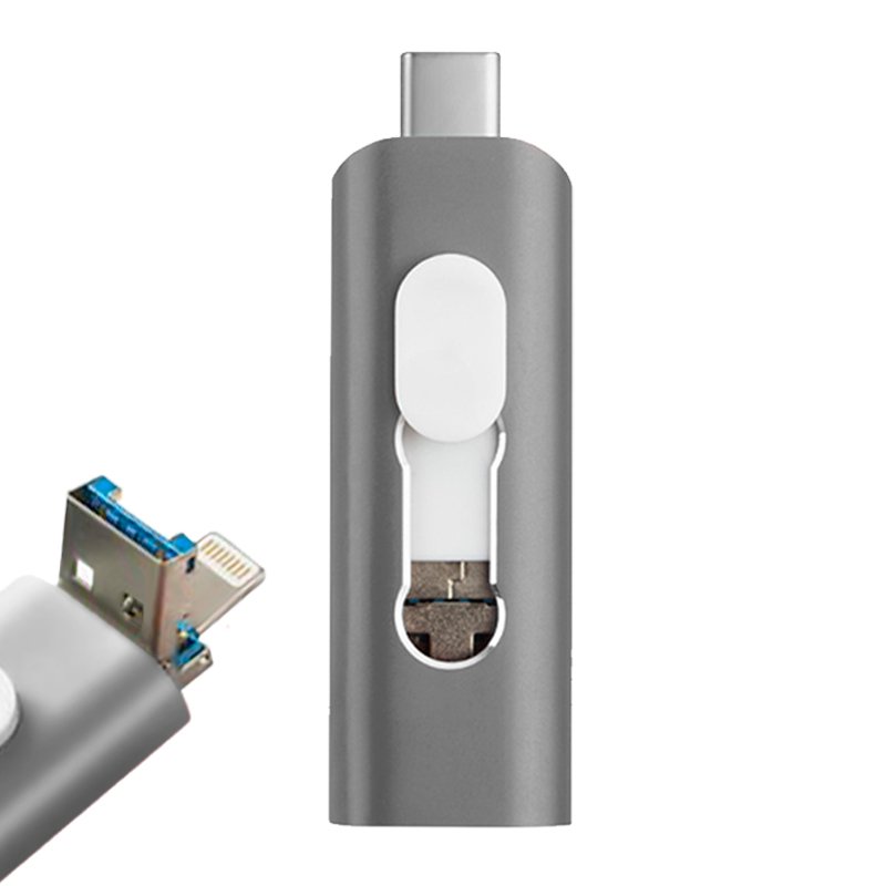 Pen Drive USB x32 GB COOL (3 En 1) Lightning / Tipo-C / USB Gris