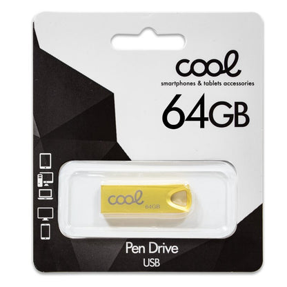 Pen Drive USB x64 GB 2.0 COOL Metal KEY Dorado