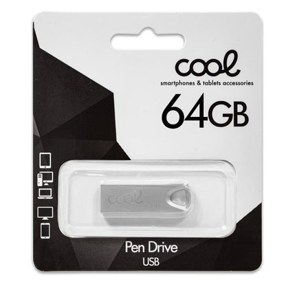 Pen Drive USB x64 GB 2.0 COOL Metal KEY Plata