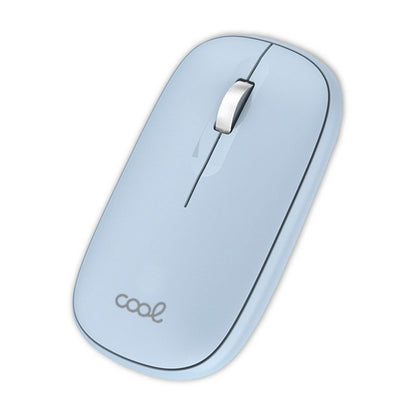 Ratón Inalámbrico COOL Slim Silencioso 2 en 1 (Bluetooth + Adap. USB) Celeste