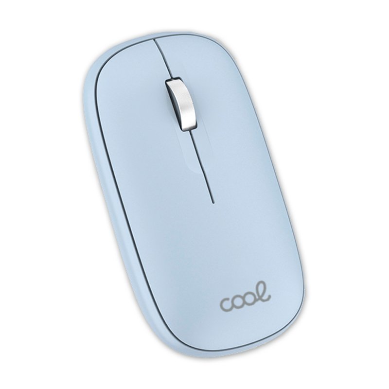 Ratón Inalámbrico COOL Slim Silencioso 2 en 1 (Bluetooth + Adap. USB) Celeste