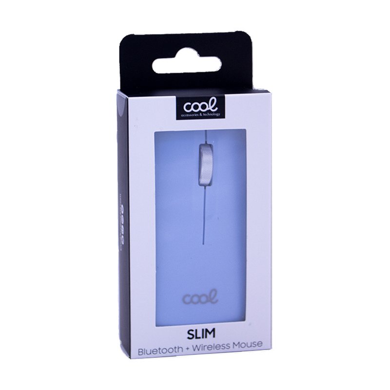 Ratón Inalámbrico COOL Slim Silencioso 2 en 1 (Bluetooth + Adap. USB) Celeste