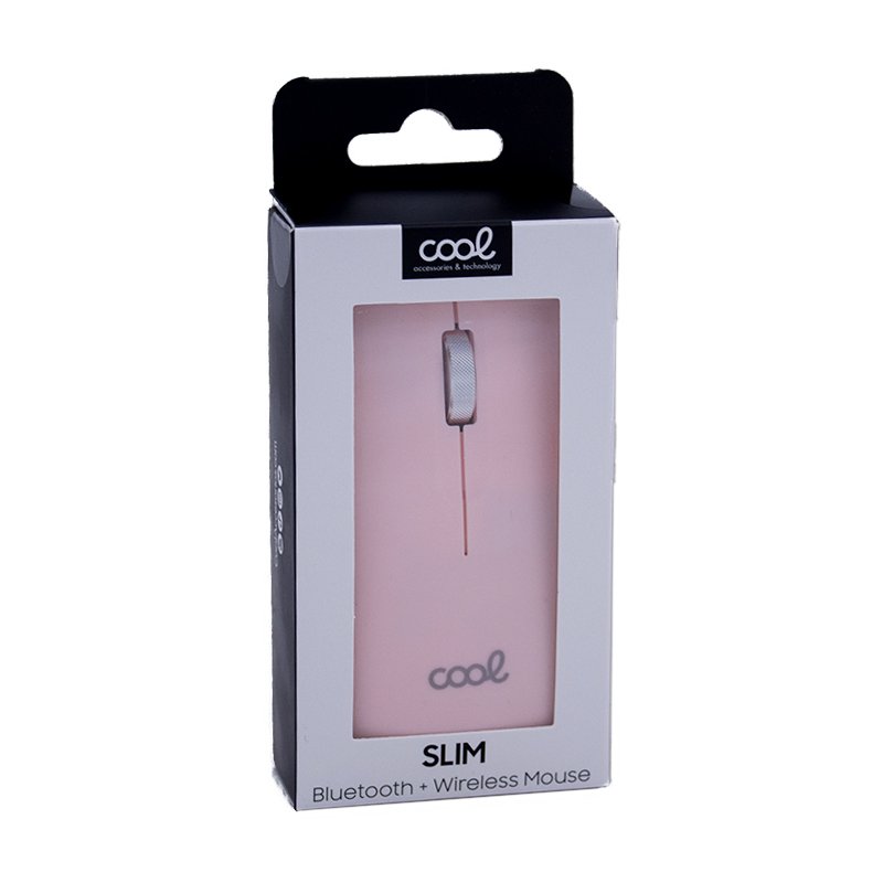 Ratón Inalámbrico COOL Slim Silencioso 2 en 1 (Bluetooth + Adap. USB) Rosa