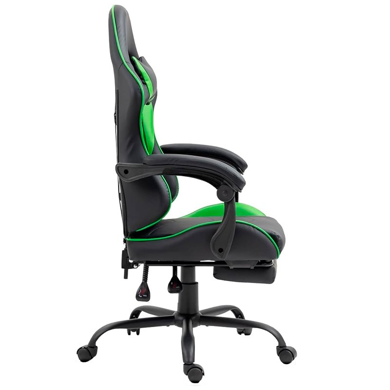 Sillón Gaming Premium COOL Rest Negro-Verde (Reposapiés)