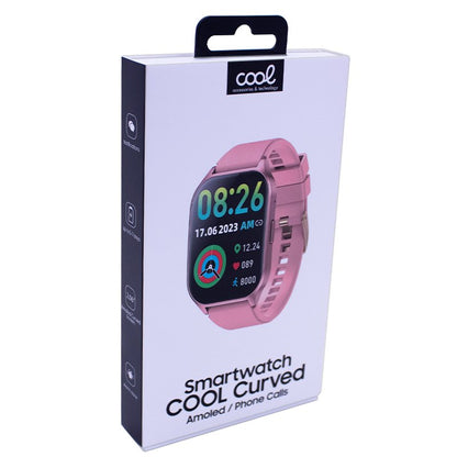 Smartwatch COOL Pantalla Amoled Curved Silicona Rosa (Llamadas, Salud, Deporte)