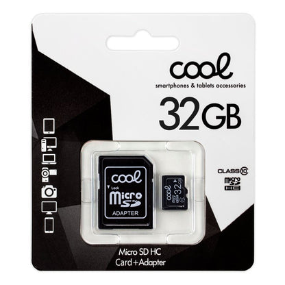 Tarjeta Memoria Micro SD con Adapt. x32 GB COOL (Clase 10)