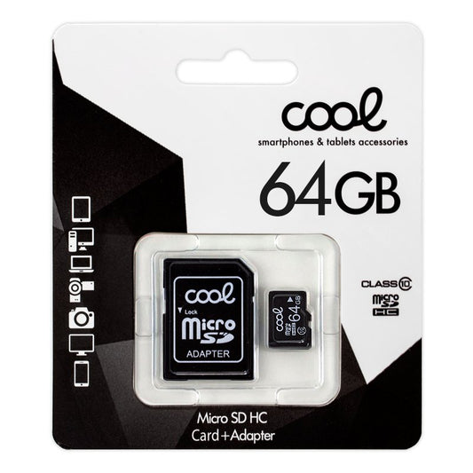 Tarjeta Memoria Micro SD con Adapt. x64 GB COOL (Clase 10)